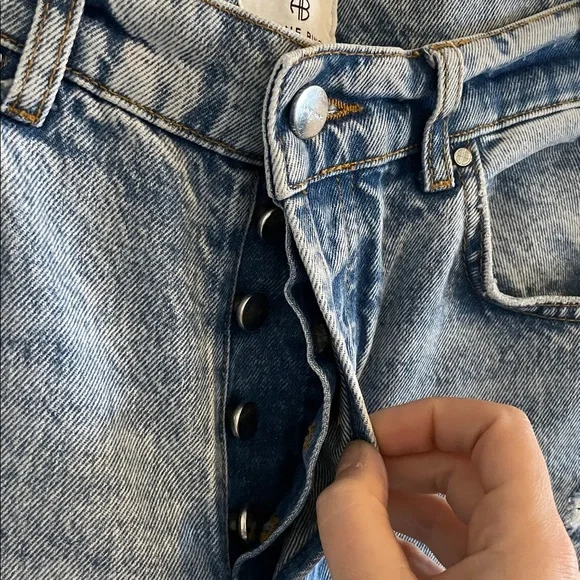 Anine Bing Gavin Jeans Relaxed Women's Size 26 Straight Leg Distressed Blue - Picture 12 of 14